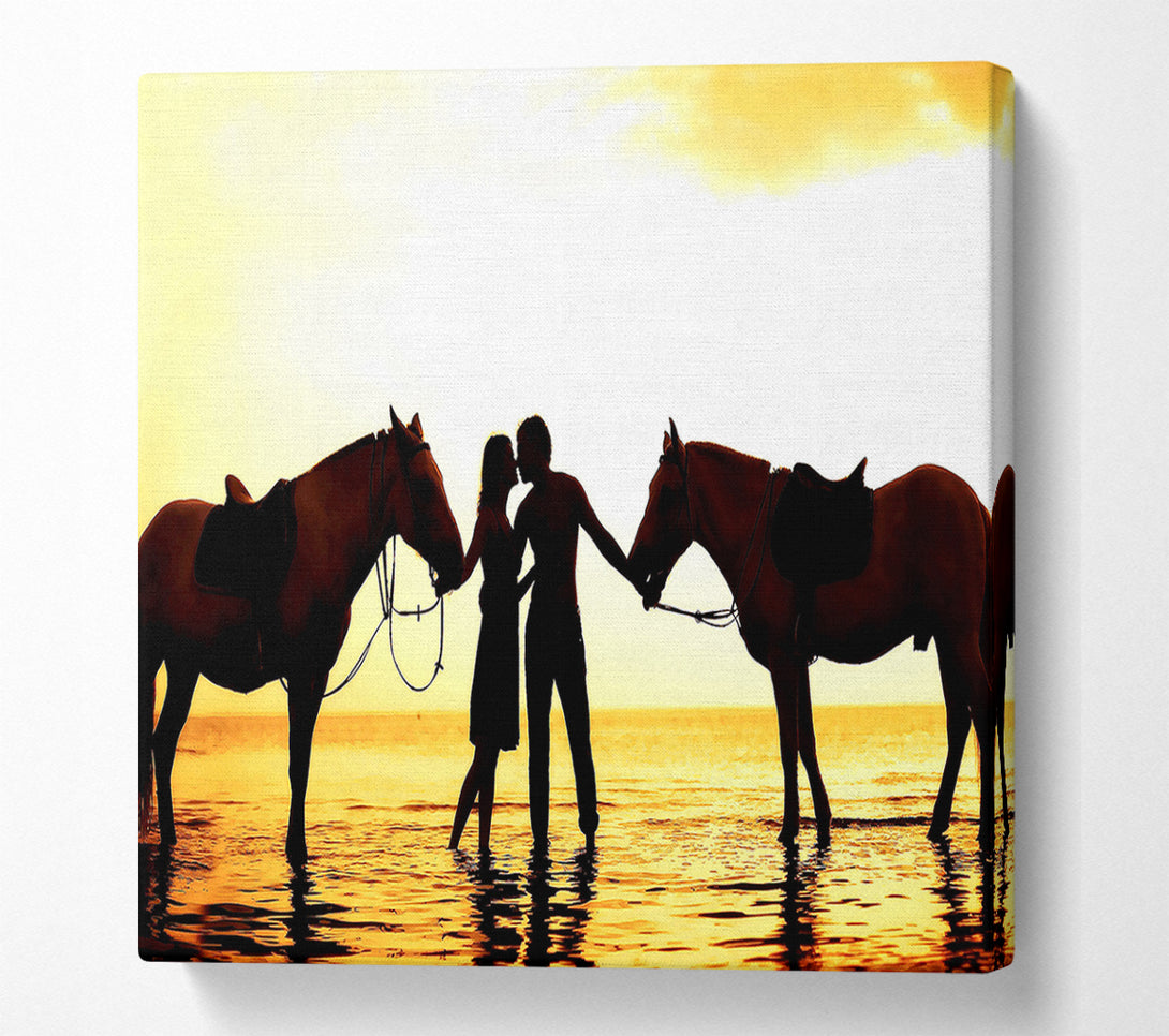  A Canvas Print of Riding Horses On The Beach Canvas Print