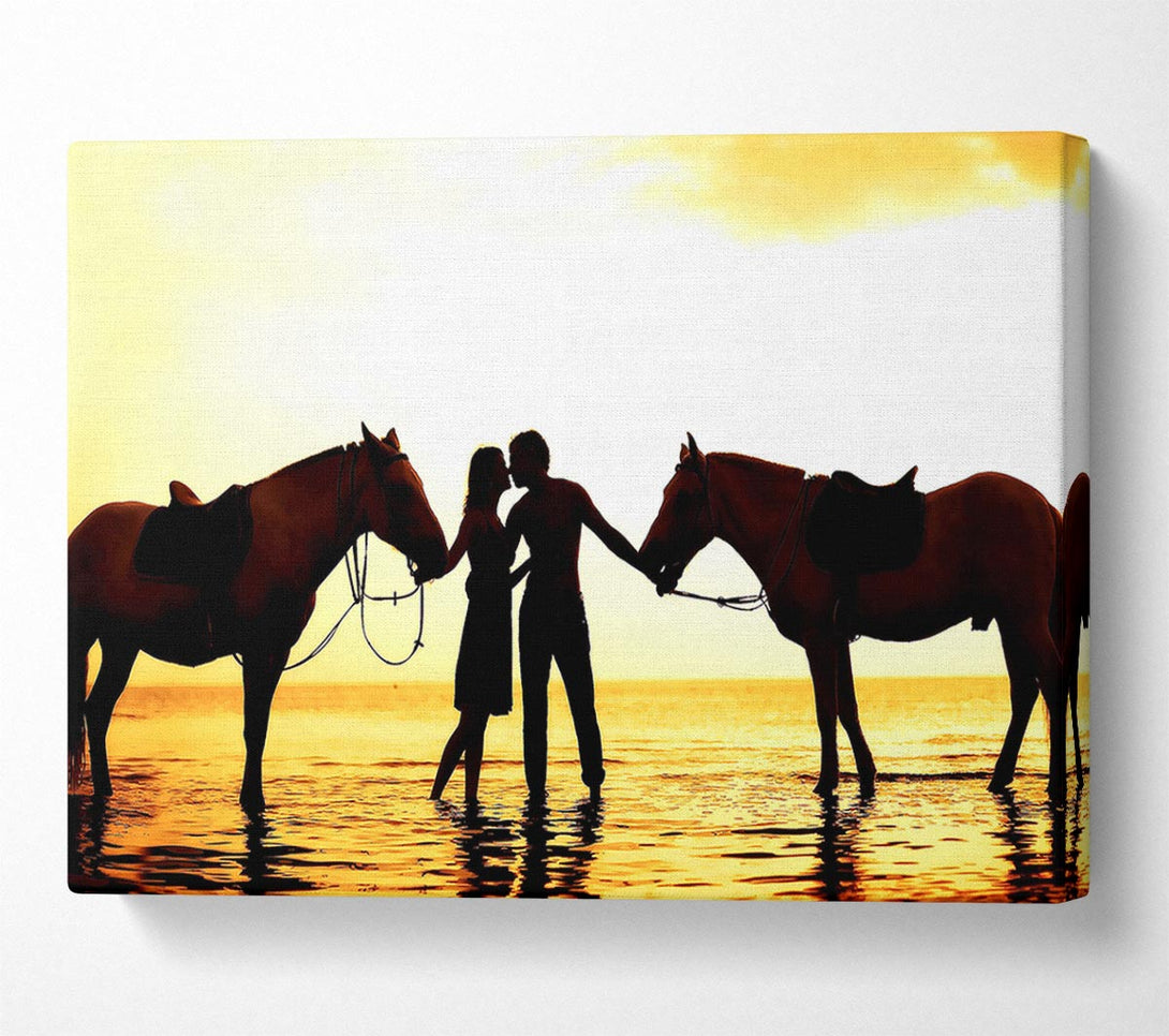  A Canvas Print of Riding Horses On The Beach Canvas Print