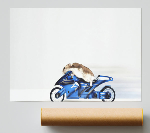 Mouse Riding Motorcycle Giclee Print