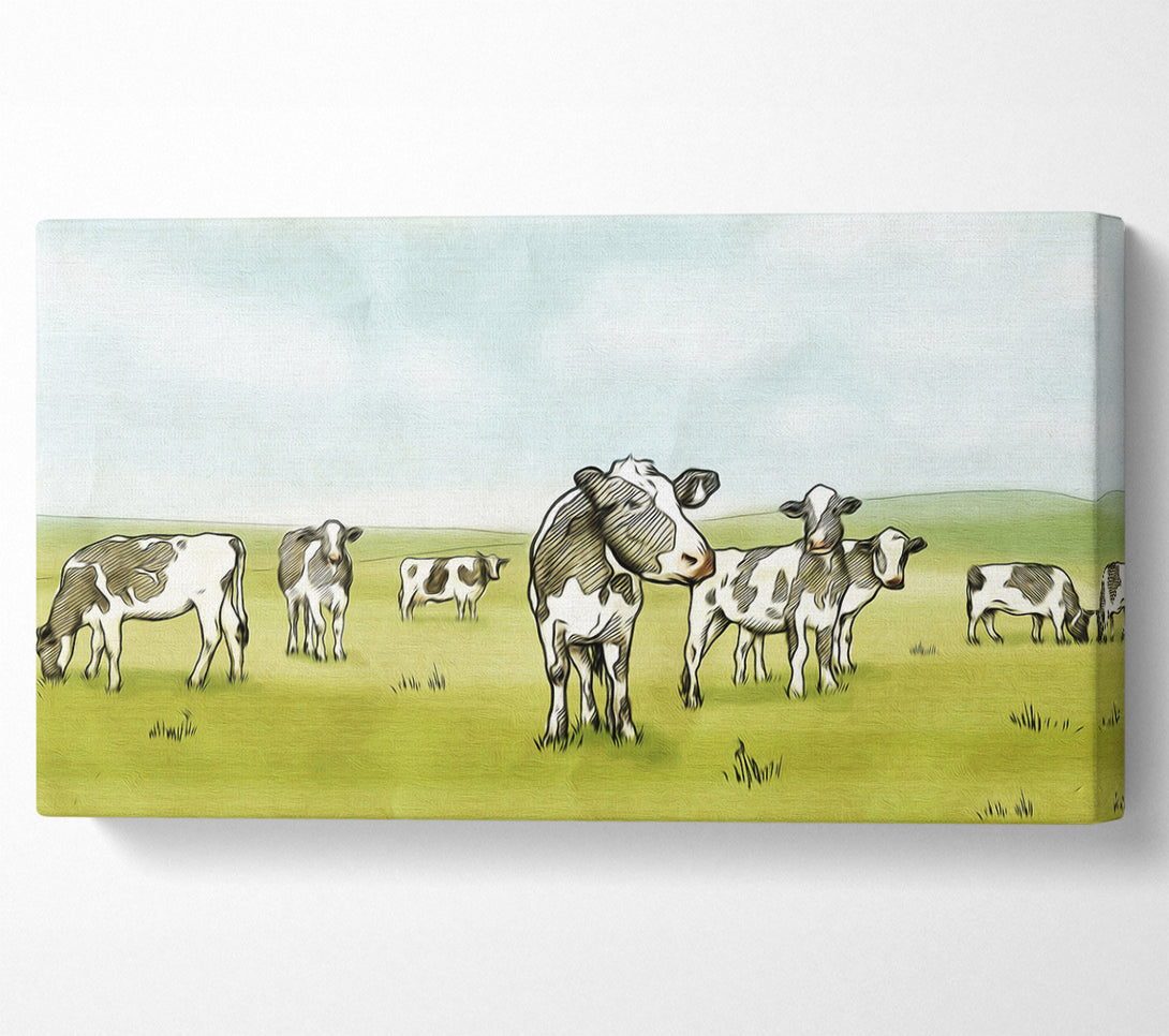  A Canvas Print of Cows Drawing Canvas Wall Art