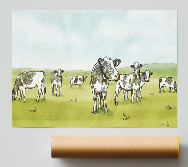 Cows Drawing Giclee Print