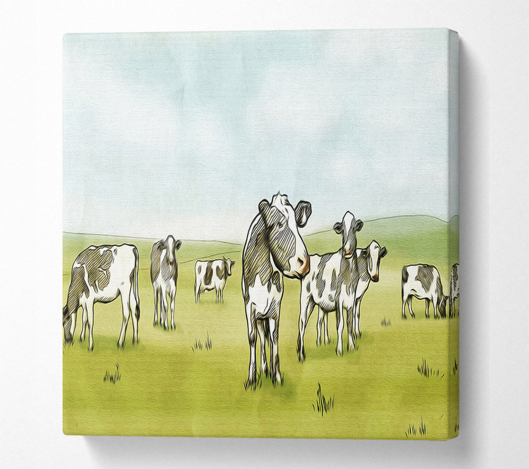  A Canvas Print of Cows Drawing Canvas Wall Art