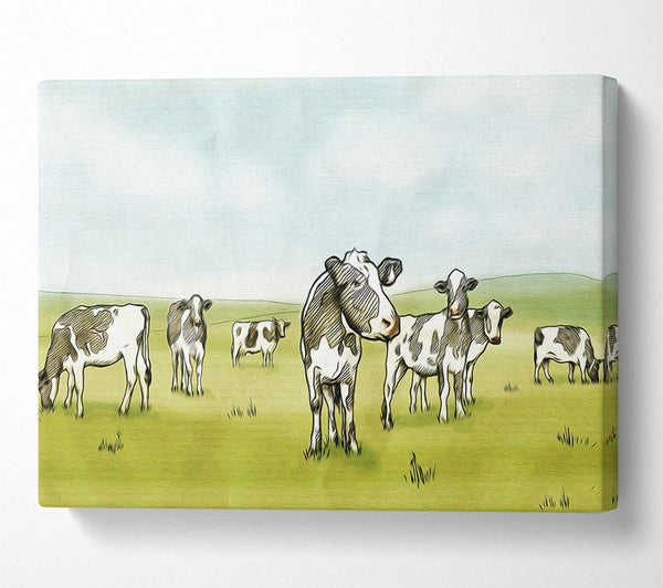  A Canvas Print of Cows Drawing Canvas Wall Art