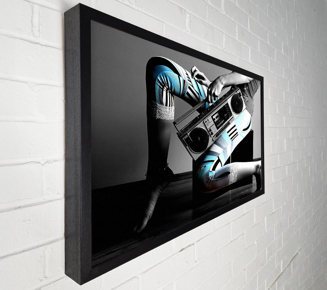  A Canvas Print of Girl And Tape Recorder Canvas Print