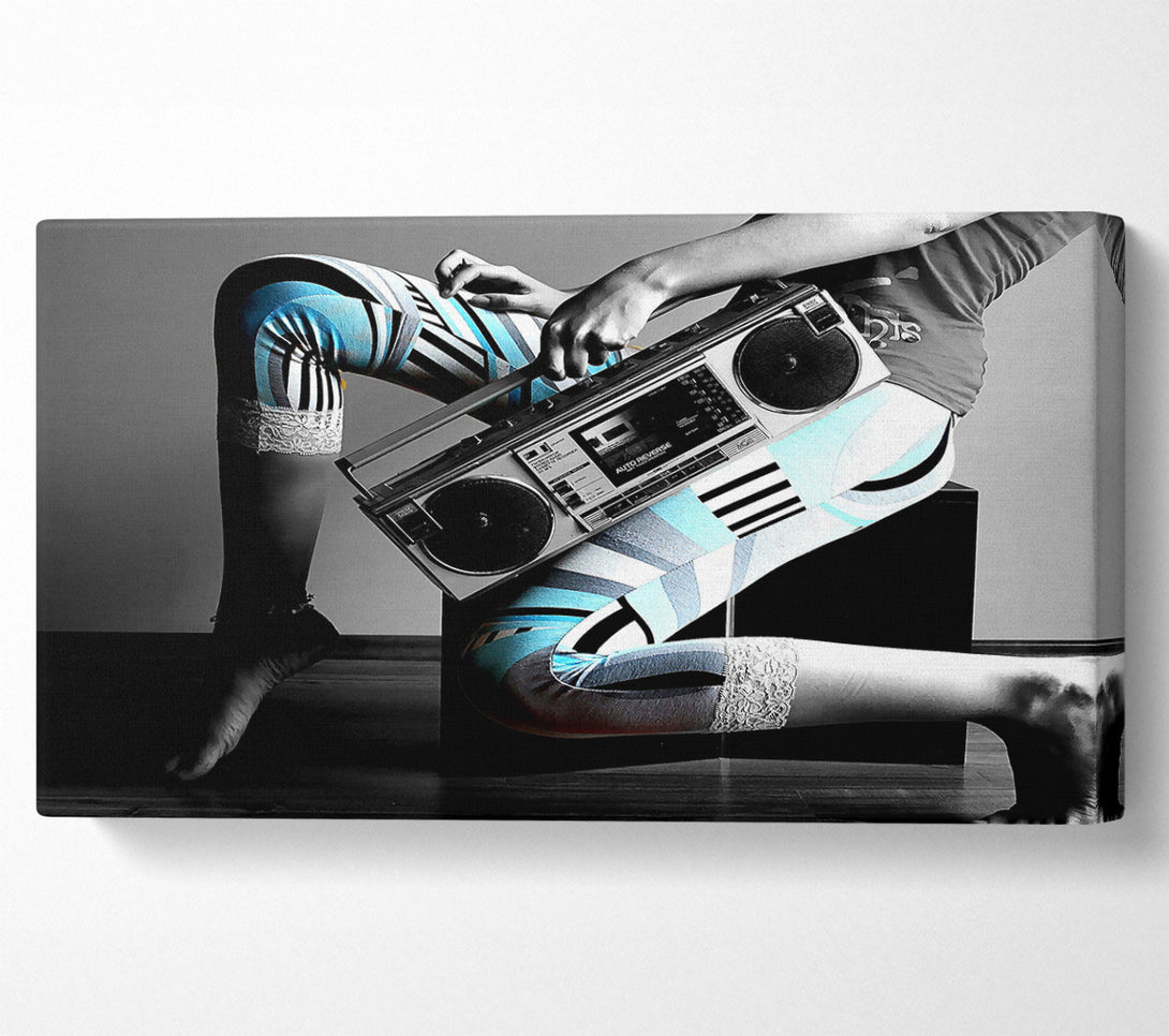  A Canvas Print of Girl And Tape Recorder Canvas Print