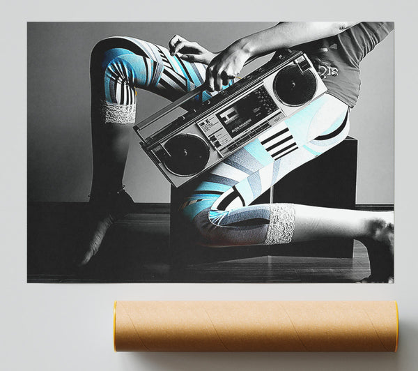 Girl And Tape Recorder Print
