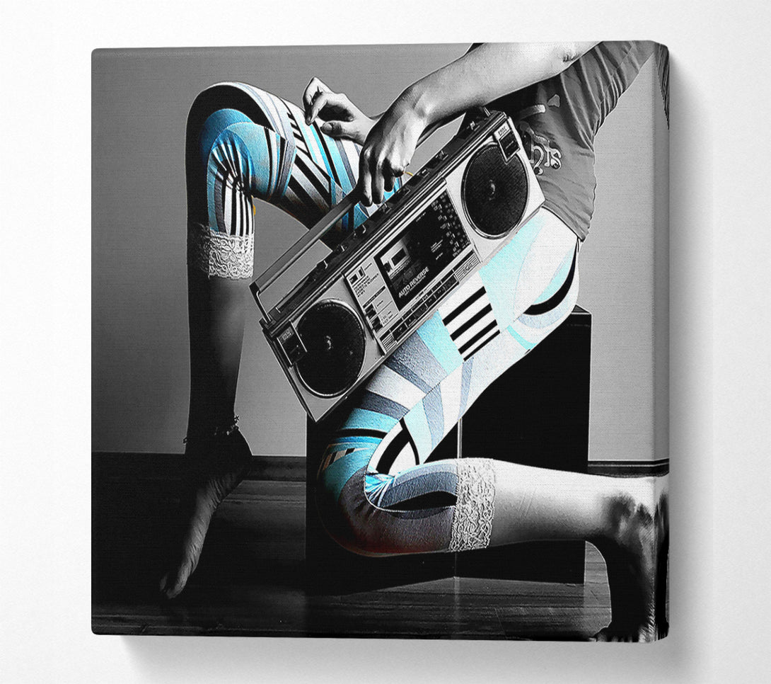  A Canvas Print of Girl And Tape Recorder Canvas Print