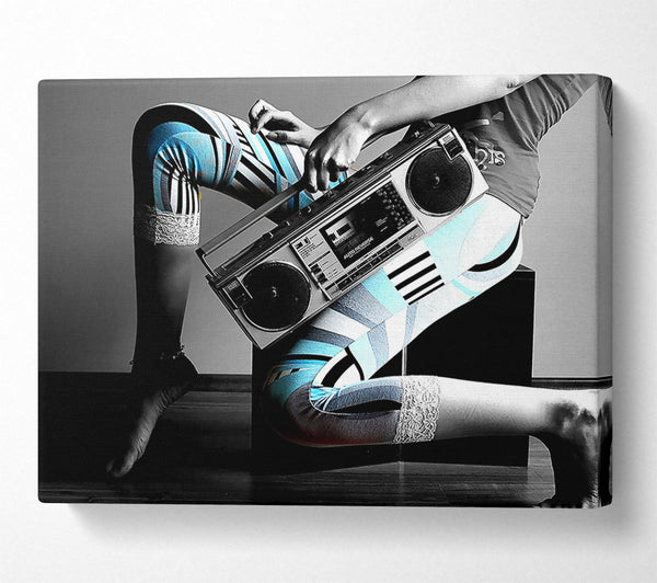  A Canvas Print of Girl And Tape Recorder Canvas Print