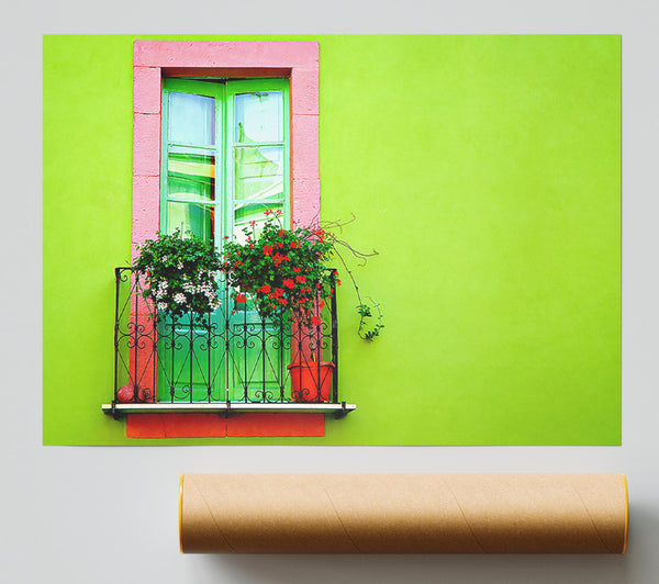 Green Wall Window Print