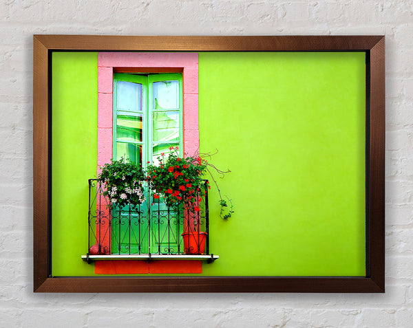 Green Wall Window Framed Print