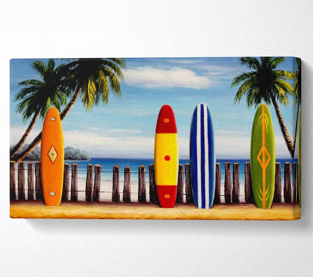 A Canvas Print of Surfboards On The Fence Canvas Art