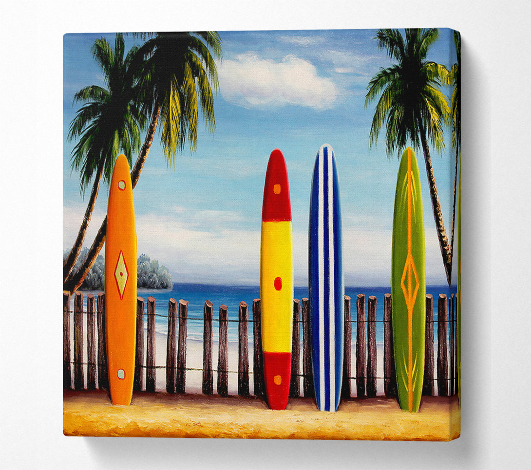  A Canvas Print of Surfboards On The Fence Canvas Art