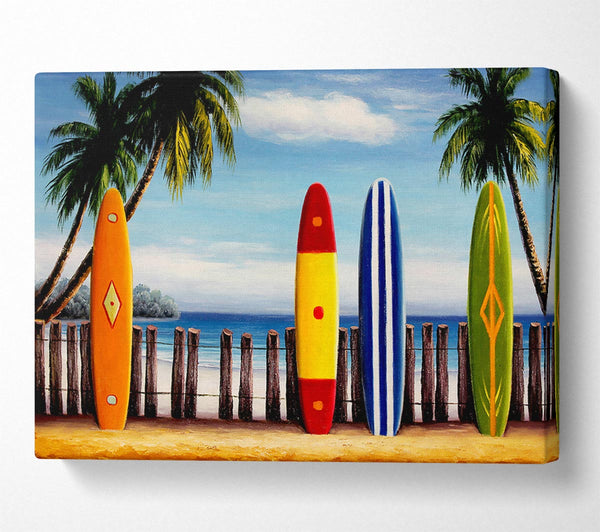  A Canvas Print of Surfboards On The Fence Canvas Art