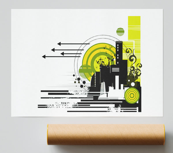Contemporary City Sun White Print