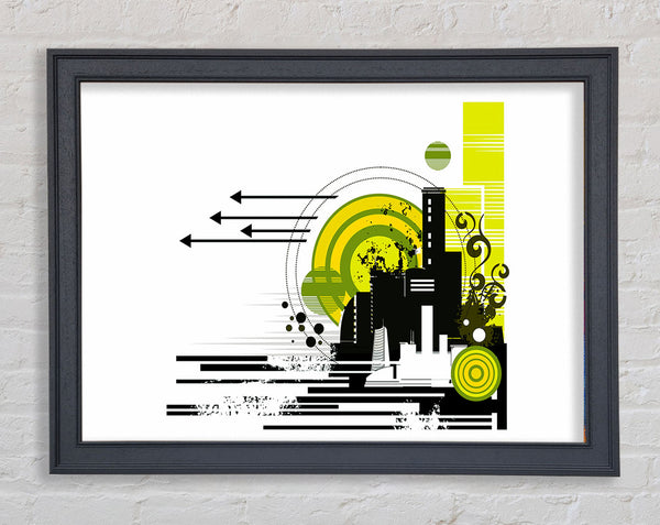 Contemporary City Sun White Framed Print