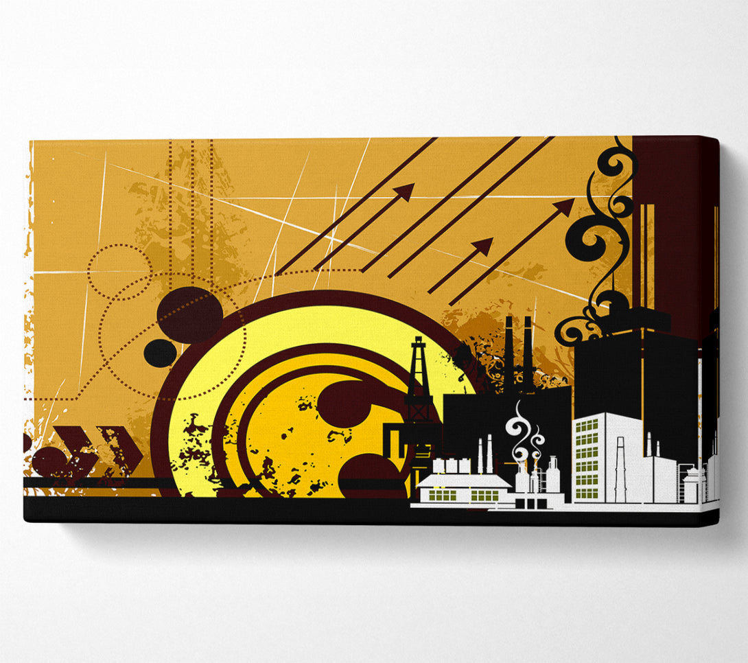  A Canvas Print of Contemporary City Sun Brown Canvas Art