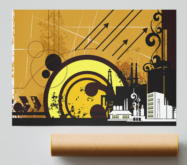 Contemporary City Sun Brown Print
