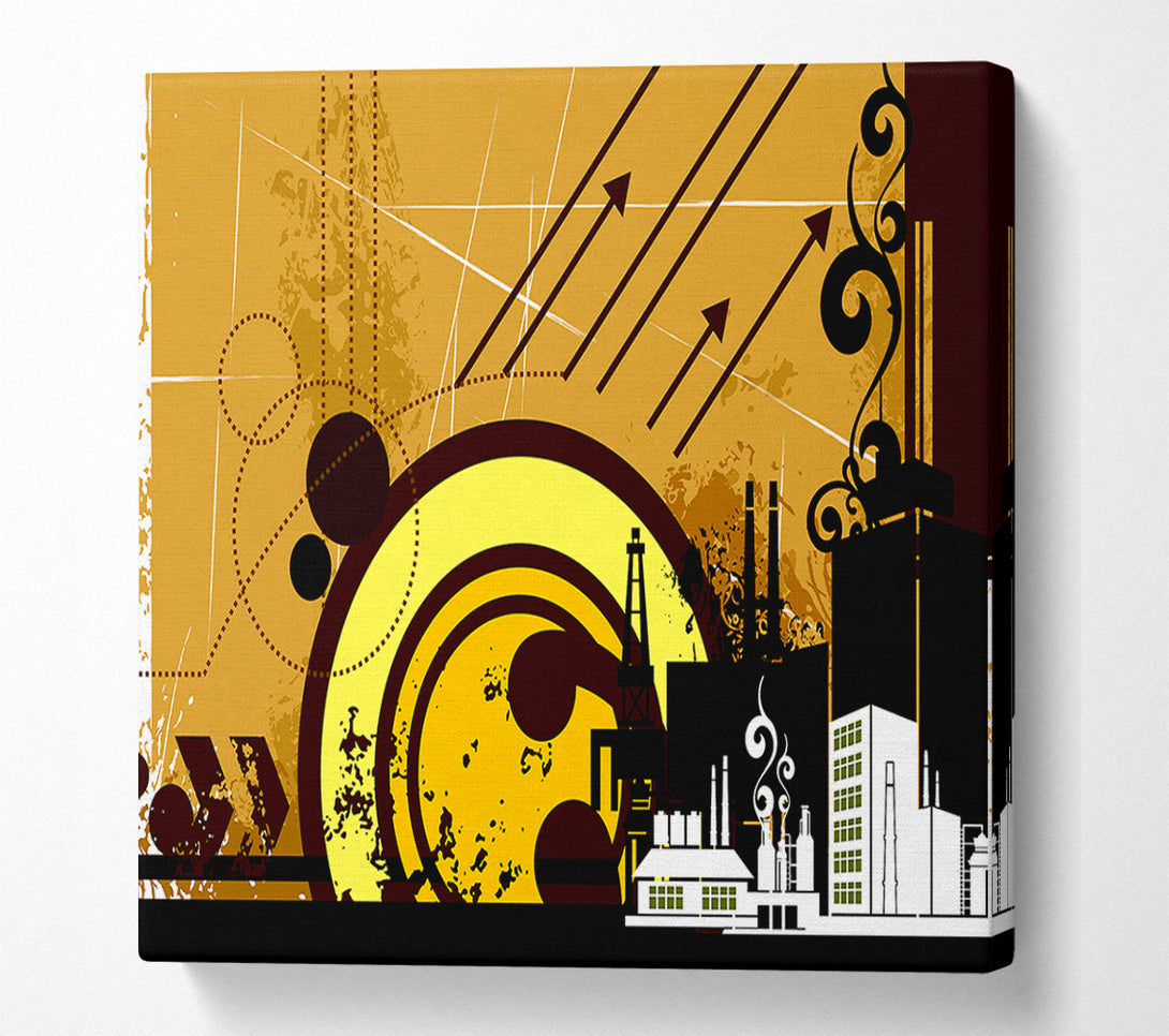  A Canvas Print of Contemporary City Sun Brown Canvas Art