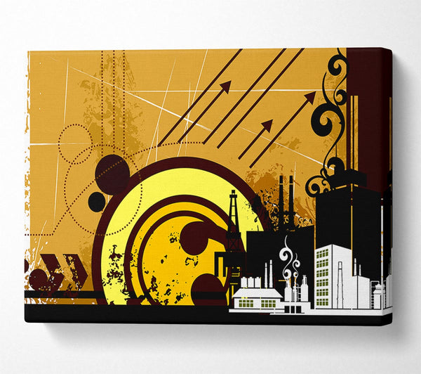  A Canvas Print of Contemporary City Sun Brown Canvas Art
