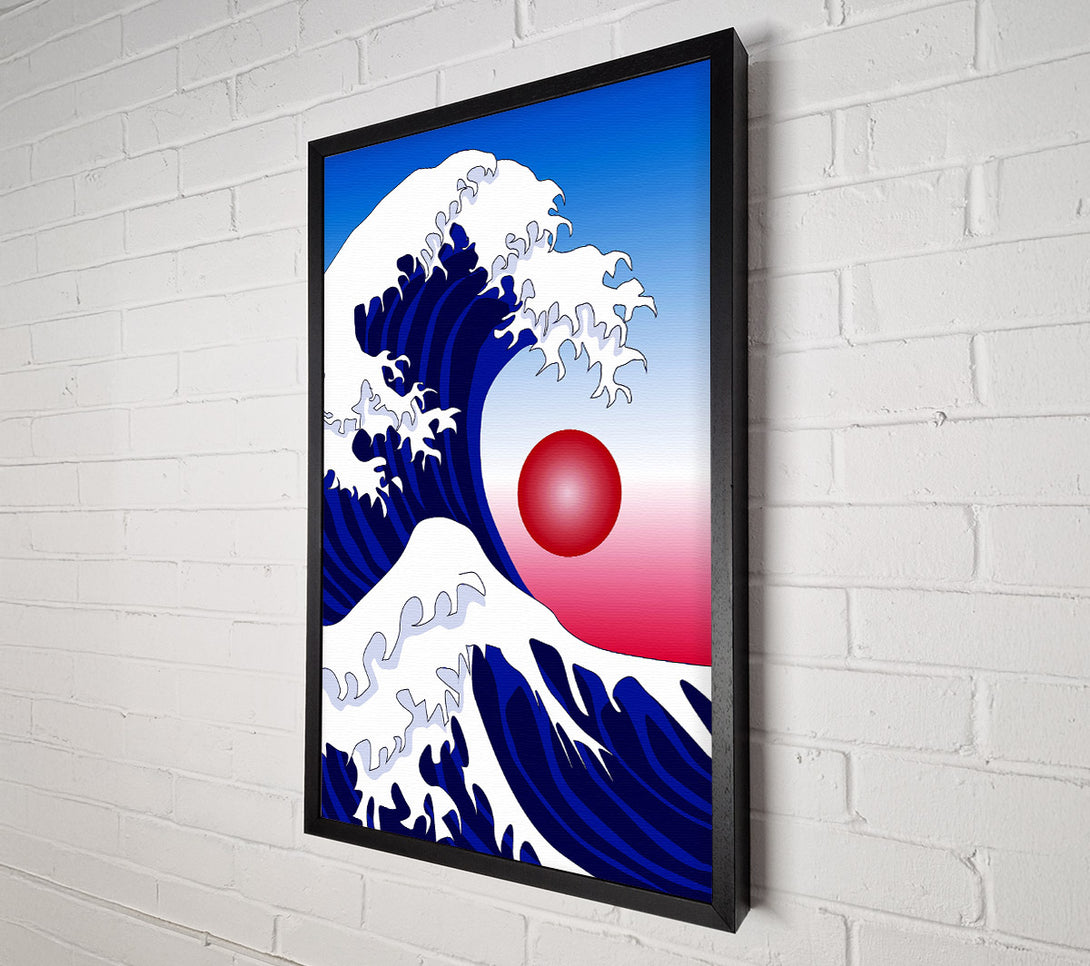  A Canvas Print of The Waves Over The Red Sun Canvas Wall Art