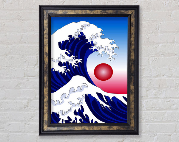 The Waves Over The Red Sun Framed Print
