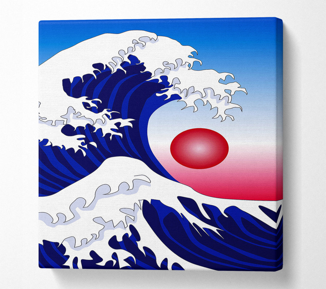  A Canvas Print of The Waves Over The Red Sun Canvas Wall Art