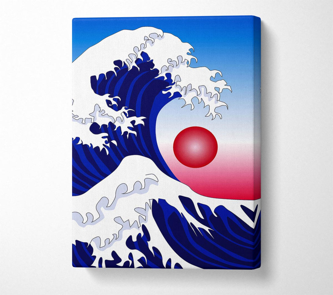  A Canvas Print of The Waves Over The Red Sun Canvas Wall Art