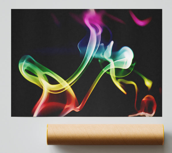 Rainbow Smoke On Black Print