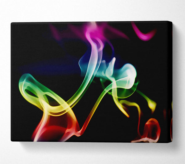  A Canvas Print of Rainbow Smoke On Black Canvas Print