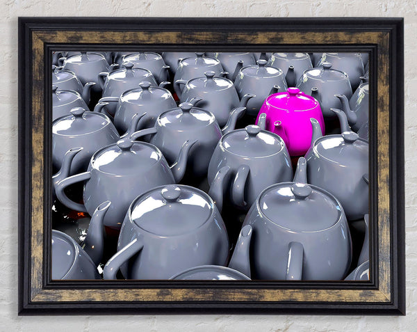 The Odd One Out Pink Teapot Framed Print