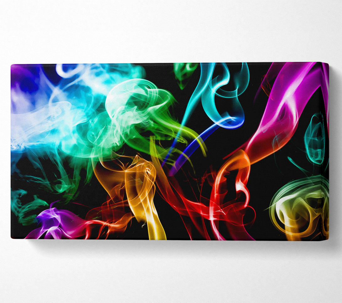  A Canvas Print of Mulit-Coloured Smoke On Black Canvas Art