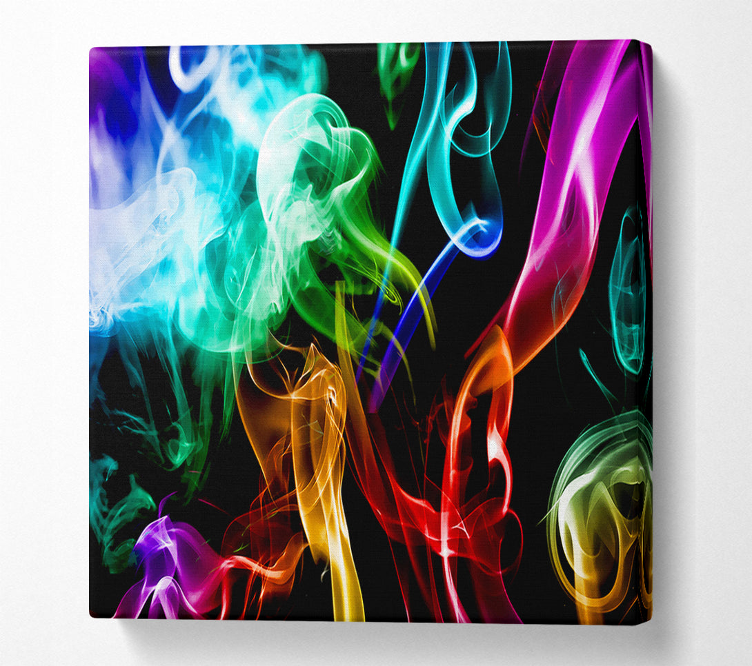  A Canvas Print of Mulit-Coloured Smoke On Black Canvas Art