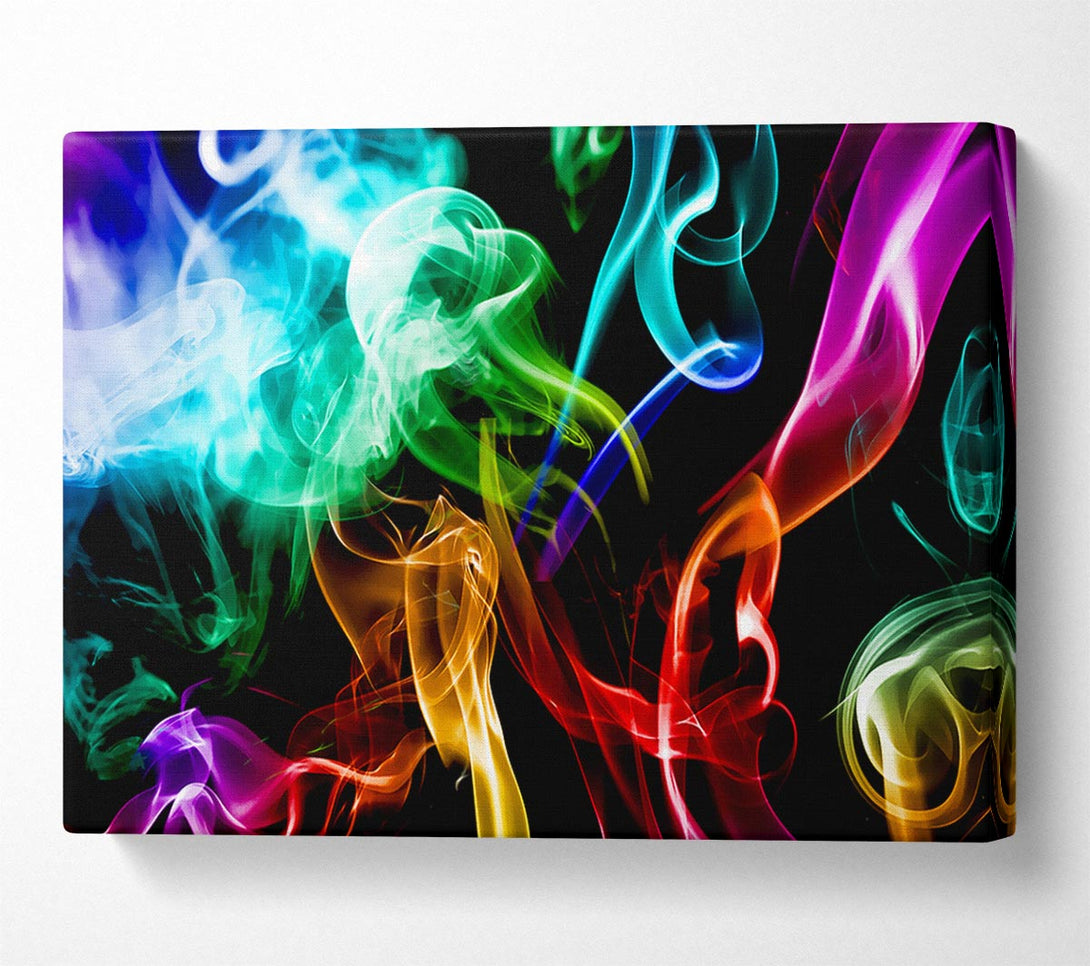  A Canvas Print of Mulit-Coloured Smoke On Black Canvas Art