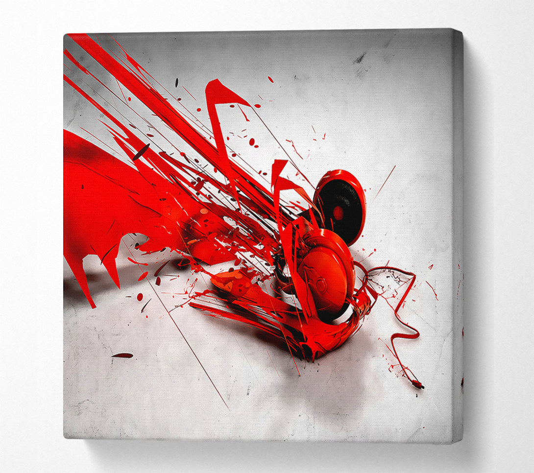  A Canvas Print of Red Headphone Blast Canvas Print