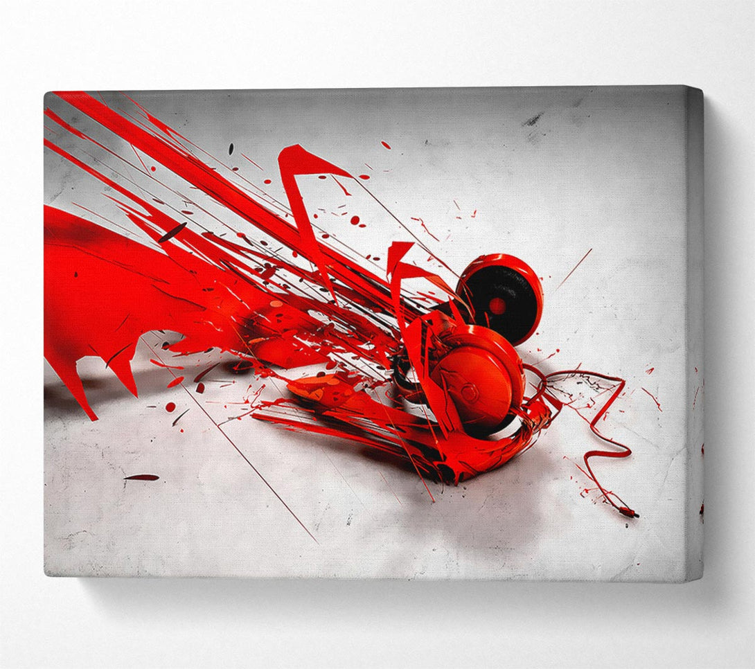  A Canvas Print of Red Headphone Blast Canvas Print