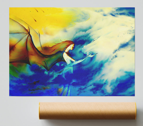 Fairy Dragon Clouds Poster