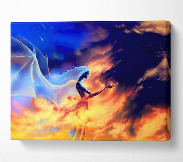  A Canvas Print of Dragon Fairy Love Canvas Wall Art