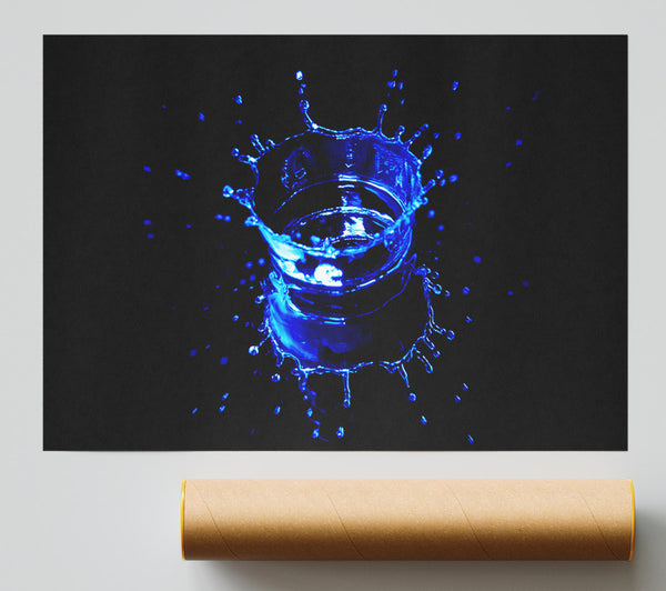 Electric Blue Water Drop Giclee Print