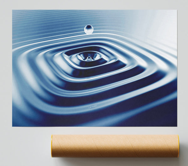 Blue Square Water Splash Poster