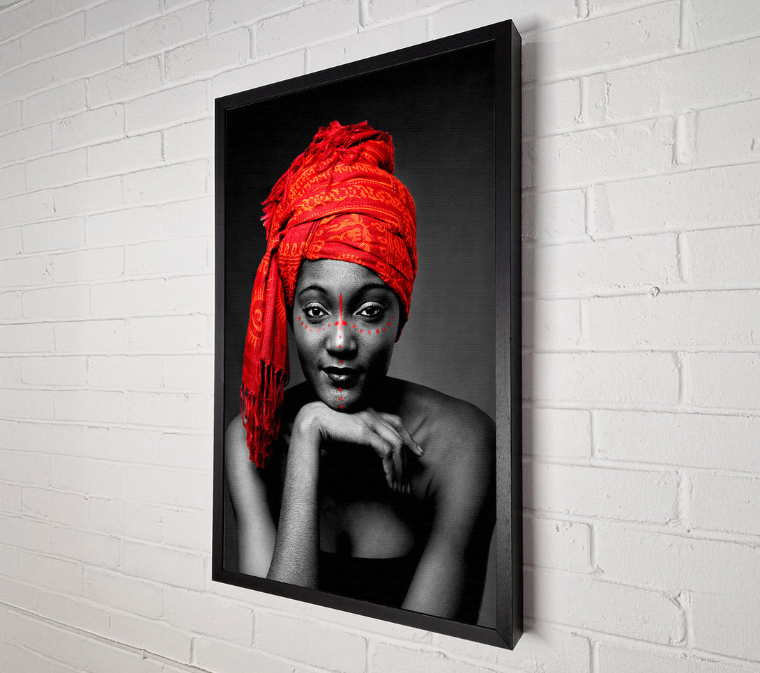  A Canvas Print of Tribal Elegance B n W Red Canvas Wall Art