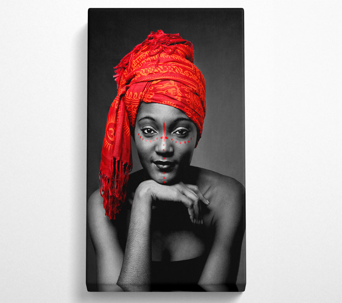  A Canvas Print of Tribal Elegance B n W Red Canvas Wall Art