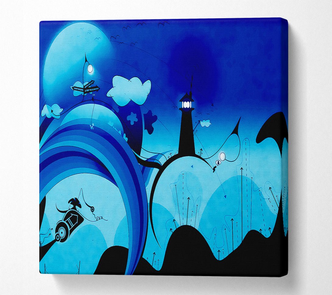  A Canvas Print of Magical Blue Lighthouse Canvas Wall Art