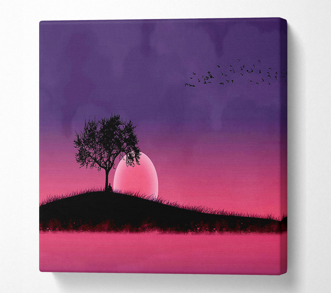  A Canvas Print of Pink Moonlit River Canvas Print
