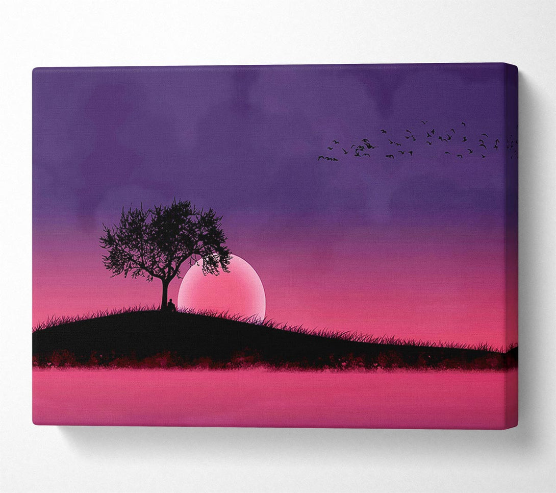 A Canvas Print of Pink Moonlit River Canvas Print
