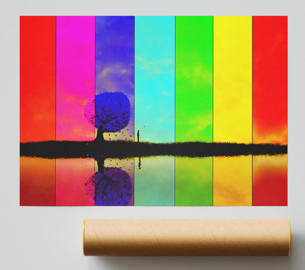 Rainbow Stripes Tree Giclee Print