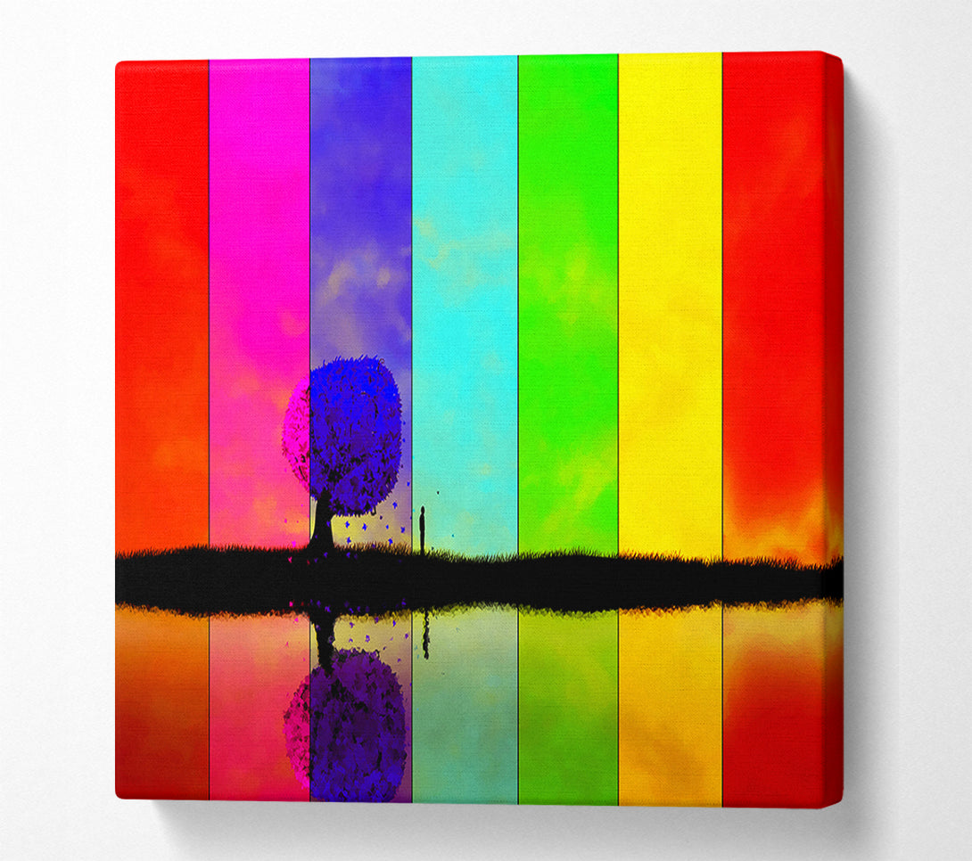  A Canvas Print of Rainbow Stripes Tree Canvas Print