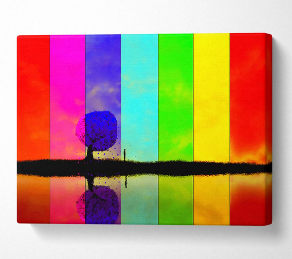  A Canvas Print of Rainbow Stripes Tree Canvas Print