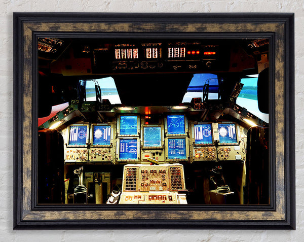 Nasa Cockpit Moon Rocket Framed Print