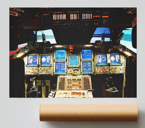 Nasa Cockpit Moon Rocket Poster