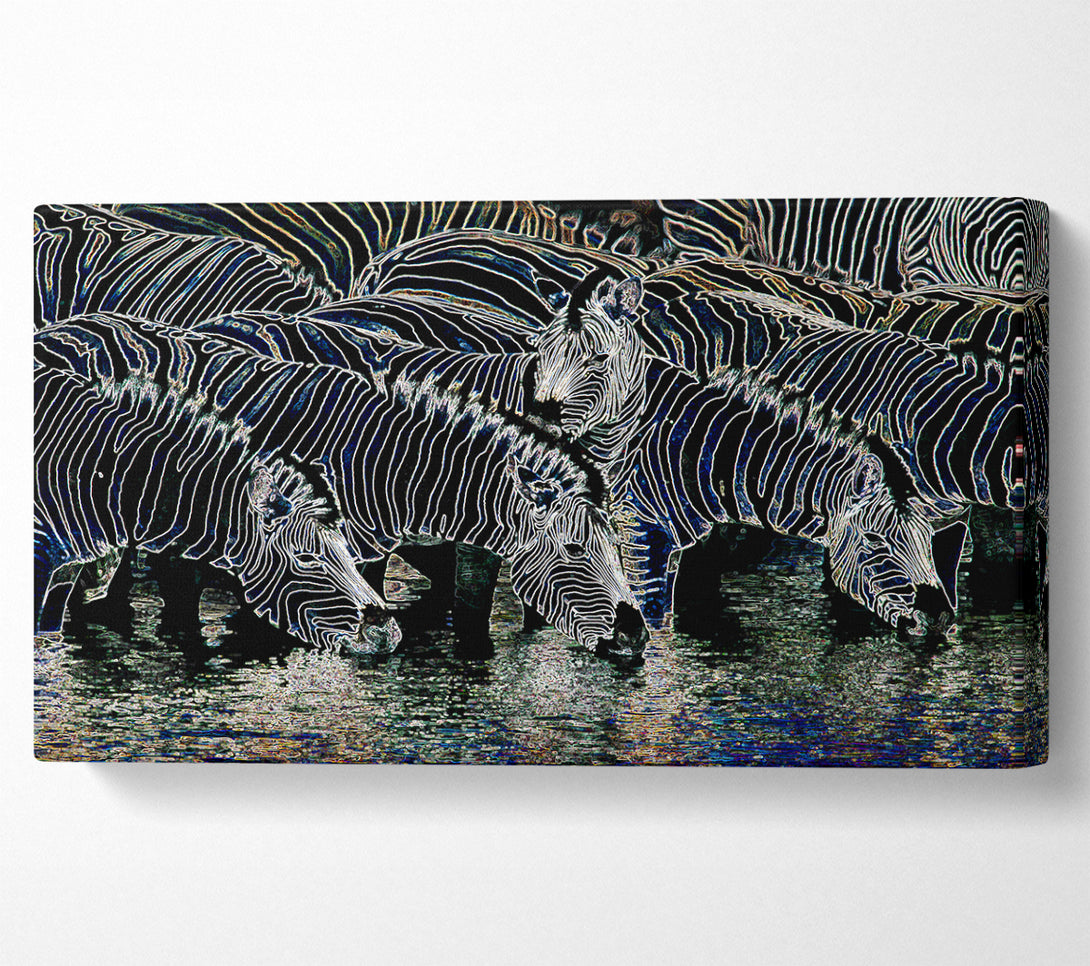  A Canvas Print of Zebra At The Watering Hole Canvas Print